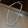 Pendant Necklaces Sweater Chain Rhinestone Geometry Luxury Korean Style Necklace Dog Bone Women Female Clavicle
