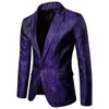 Wine Red Paisley Floral Jacquard Suit Jacket Men Brand One Button Wedding Groom Tuxedo Blazer Male Party Dinner Costume Homme 210522