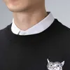 漫画猫のセーター男性服冬のメンズセータープルオーバー綿の男性カジュアルOネックプルホムPocket Long Sleeve 210601