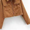 코듀로이 옷깃 지퍼 긴 소매 패션 세련된 여성 코트 한국 스타일 대학 스타일 캐주얼 여성 재킷 210507