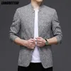Top Grade Style Brand Casual Fashion Slim Fit Business Grey Classic Men Suit Jackor Blazer Coats Herrkläder 211120