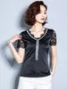 Blusas Mujer de Moda Black Lace Chiffon Blouse Women Korte Mouw Shirts Zomer Blouses Plus Size Tops 4715 50 210508