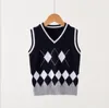 Spring Autumn 210y Vest Black White Striped 5 Pieceslot New Winter Clothing Boy Sweater Diamond Shaped V Collar Cotton4053344