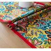 DUNXDECO Table Runner Cotton Tablecloth Chinese National Flora Print Holiday Party Desk Decoration Ground Fabric 210709