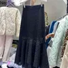 NEPLOE High Waist Spódnica Koronki Biały Vintage Moda Elegancki Jupe Kobiety Czarny Sexy Saia Chic Hollow Out Midi Koreański Faldas Mujer 210422