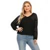 Kvinnors tröjor Kvinnors Autumn Women Plus Size Long Sleeve Hollow Out Knit Sweater V-Neck Casual Pullovers Jumper