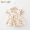 Bear Leade Toddler Baby Flowers Mesh Dresses born Girls Sweet Floral Voile Costumes Infant Girl Summer Vestidos Casual Suits 210429