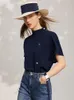 Women's Blouses & Shirts Amii Minimalism Summer Shirt For Women Fashion Solid Stand Collar Button Loose Female Blouse Causal 12140269