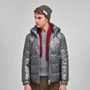 Parkas de plumón para hombre, abrigo de pato blanco corto brillante plateado para hombre, chaqueta con capucha exterior gruesa para hombre, Phin22, invierno 2022