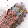 Женская клетчатая блузка мода Chic Chicle Checked рубашка с длинным рукавом женские повседневные печать рубашки осень зима свободные хлопковые топы Blusas 210526