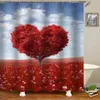 Fashion 3D Love Tree Dhou Dhou Dhou Dice Tendes Piante Terrena da bagno Foglie fiori Paesaggio Bagno impermeabile con ganci210V