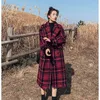 Wiosna Jesień Turn-Down Collar Z Długim Rękawem Kobiety Wełniane Płaszcze Korea Plus Size Red Double Breasted Parka Kurtka 210510