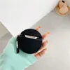 Women Leather Round Foundation Foundation Case for Airpods Black Luxury Letter S مصممة مصممة لمكافحة الأذن Amploy Set 289z