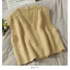 Kimutomo mulheres moda coletes de malha pescadores outono outono feminino selvagem v-pescoço com mangas sólidas slim tops outwear Korea Chic 210521