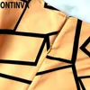 Plus Size Yellow Bodycon Dress Geometric Print Tight Office Ladies Elegant Slim Fit Knee Length Summer Short Sleeve Robe S XXL 210527