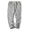 Joggingbyxor Män Sommar Regular Drawstring Harem Byxor Solid Vit Elastisk Midja Casual Byxor Japanska Mode Kläder 210601