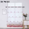 TONGDI Kitchen Curtain Pastoral Fruit Cafe Beautiful Embroidery Tulle Country Decor Decoration For Window Kitchen Dining Room 211203