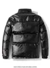 Woodvoice Winterjacke Männer Freizeitkleidung Gepolsterter Warmer Mantel Männlicher PU-Leder-Verdickungsmantel Manns winddichter Mode Schwarzer Mantel 211104