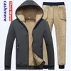 LAMB Cashmere Hoodie + Pant Tracksuit Män Tjock Vinter Brand Casual Hooded Track Suit Warm Fleece Sweatshirt 211109