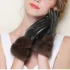 Frauen Nerz Pelz Handschuhe Echte Schaffell Leder Handschuhe Touchscreen Winter Warme Weibliche Luxus Fäustlinge S2433 211224