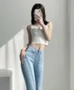 Spring High-waisted Slimmed Peach Hip Elastic Jeans Women's Stretch Skinny Denim Pants 210607