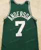 Özel Retro Kenny Anderson # 7 # 12 Koleji Georgia Teknik Basketbol Forması erkek Dikişli Beyaz Mavi Yeşil Siyah Herhangi Adı Numarası Boyutu S-4XL Yelek Formaları