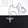 Hip Hop Iced Out Choker Volledige Rhinestone Nummer Machine Gun Pendent 2021 Kettingen huidige Bling Rapper Sieraden Kettingen