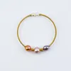 Pendant Necklaces Freshwater Pearl Choker And Bangle Set Delicate 14K Gold Color Solid Easy Wearing Jewelry For Women234f