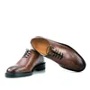 Handgefertigte braune Herren-Business-Schuhe im Vintage-Stil, Rindsleder, männliche Derby-Brogue-Oxfords