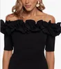 Black Spandex Luxury Evening Dress 2021 Kvinnor Elegant Bateau Long Party Female Sheath Prom Klänningar