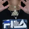 Kedjor CZ Bokstäver Väska Boyz hänge Halsband Iced Out Bling 5A Cubic Zircon Dollar Symbol Pengar Charm Mode Hip Hop Män Smycken