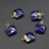 Delicate Natural Stone Charms Quadrado Rosa Quartz Lapis Lazuli Turquesa Opala Pingente DIY para Brincos Brincos Brincos Jóias Fazendo 15x20mm