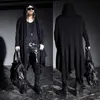 Męskie Kurtki S-4XL Męskie Moda Mod Stylowa Awangarda Dark Punk Hood Długi Czarny Cape Cardigan Kurtka Dzianina Płaszcz Odzież