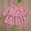 0-3 ans printemps automne né enfant en bas âge bébé fille robe Vintage imprimé fleuri velours côtelé robes à manches longues 210515