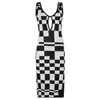 Heyoungirl Summer Y2K V Neck Vintage Plaid Bodycon Dress Casual Ärmlös Checkered Midi Dresses Laides Hollow Out Party Beach Y0706