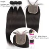 Straight Remy Hair Bundles with 4x4 4x1 Lace Closure Natural Color Body Wave Brazilian Human Hair Extension