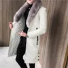 Men's Trench Coats Luxury Big Fur Collar Long Leather For Mens White Thick Velvet Winter Overcoats Jakets Elegant Black