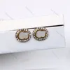 Brillant cristal Stud Chic ovale Stud charme femmes Double lettre oreille goujons diamant boucle d'oreille avec boîte