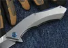 高品質のフリッパーの折りたたみナイフD2サテンドロップポイントブレードCNCステンレススチールハンドルボールベアリングフォルダーのナイフ