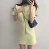 Nomikuma coreano elegante dois pedaços roupas de manga curta bolsos cardigan tops + cintura alta mini saia mulheres conjuntos de moda 6h127 210427