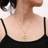 Подвесные ожерелья ожерелье женское двойное диск компас рис гранулярная цепь модные украшения оптом