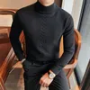 Men's Sweaters High Quality Casual Sweater Autumn Winter Long Sleeve Mock Neck Slim Fit Knitted Solid Color Warm Pullovers Homme