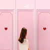 Sfondi 3D scandinavo semplice rosa netto rosso armadio in gesso murale studio salone di bellezza latte negozio di tè Po sfondo carta da parati impermeabile