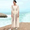 Arrival Bikini Cover-ups White Lace Tunic Sexy V-neck Plus Size Women Summer Dress Beach Wear Swim Suit Cover Up Q1262 210420