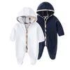 Born Baby Boy Girl Clothes 0 tot 3 6 9 12 Maanden Voetveren Zuigeling Winter Overalls voor Kinderen S Outfit Kleding 211101
