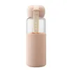 Simple Water Bottle Cute Colorful Portable Glass Bottles Silica Sleeve Drinkware Juice Coffee Cup Eco Friendly