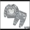 Baby Maternity Drop Delivery 2021 Set di abbigliamento per neonate Magliette a maniche lunghe Pantaloni Abiti a cuore Abbigliamento per la casa Sport Abbigliamento per bambini Set E05Cj