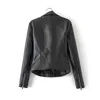 fashion button women faux leather jacket spring black pocket ladies PU cool female coat casual girls coats 210427