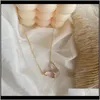 Hängsmycken släpp leverans 2021 mode damer kristall fjäril hänge halsband zirkon glas lila rosa för flicka glamour smycken halsband b