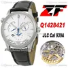 ZF Master Geographic Real Power Reserve JLC A939 Automatic Mens Watch Q1428421 GMT Steel Case Silver Dial Black Leather Strap Super Edition Watches Puretime b2